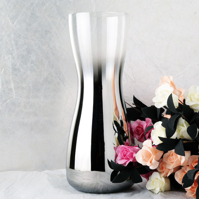 WUSE包邮简约创意现代电镀金属风格台面富贵竹玻璃插花瓶客厅摆件