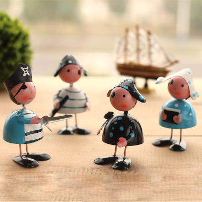 地中海迷你海盗娃娃创意铁皮工艺品儿童房装饰品生日礼物桌面摆件