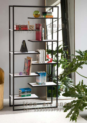 铁艺书架客厅实木落地层架置物架搁物架现代创意靠墙简易书柜定做