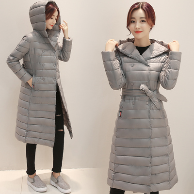 2016冬季新款韩版修身显瘦棉衣女长款过膝棉服外套大码羽绒服连帽