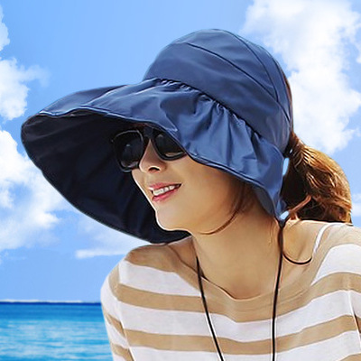 夏天遮阳帽防紫外线大沿沙滩大檐帽防晒可折叠韩版凉帽子宽檐女潮
