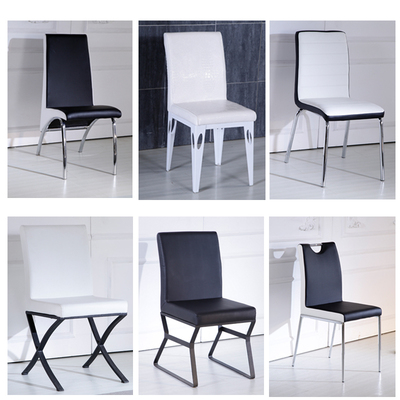 简约现代餐椅 黑白鳄鱼纹平纹餐桌椅组合个性简约金属 高档餐椅
