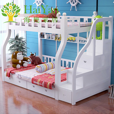 海艳家具实木高低床松木子母床儿童上下床双层床上下铺环保母子床