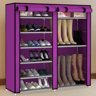 时尚简易鞋柜便携多功能可调节防尘鞋架多层钢架组装简约现代清仓