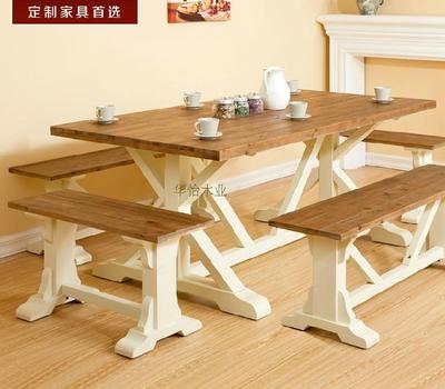 简约现代实木餐桌椅组合 北欧实木办公桌椅会议桌休闲咖啡桌饭桌