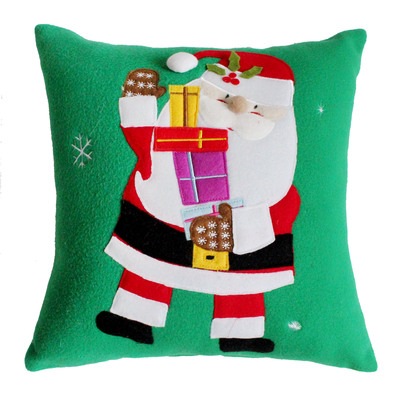 索兰朵 卡通圣诞老人送礼物方型靠垫套靠枕坐垫椅垫 45*45cm 工