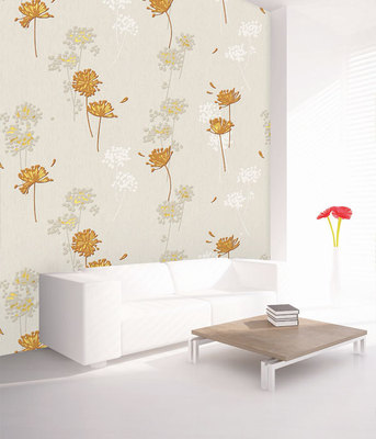 田园黄色小花朵-代购韩国正品壁纸-客厅电视沙发卧室背景墙纸