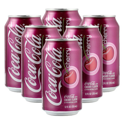 美国原瓶进口碳酸饮料COCACOLA可口可乐樱桃味汽水355ml*6听罐