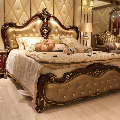 欧式床双人床全实木床1.8橡木奢华婚床大床卧室成套家具套装组合