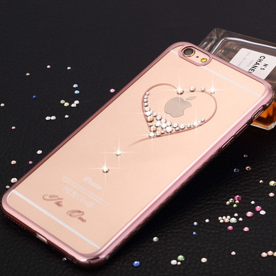 苹果iphone6s手机壳奢华水钻女潮超薄 新款6plus保护套玫瑰金全包