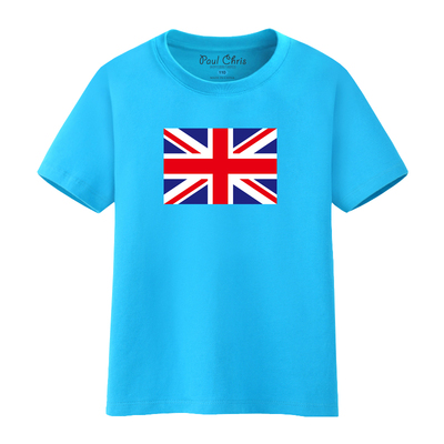 夏季新款大男童中大童印花英国国旗纯棉T恤宝宝夏装儿童短袖上衣