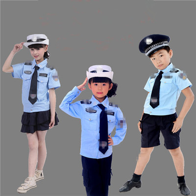 儿童小交警制服演出服男女童舞台摄影警察装表演服小军人服帽套装