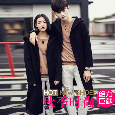 2016秋季新款韩版男女学生情侣装长袖风衣宽松大衣中长款外套潮