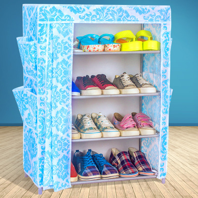 梅峰简易大容量鞋柜架 布艺现代简约鞋柜 创意组装加厚布套鞋架