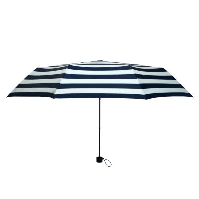 新款超轻海军条纹折叠晴雨伞黑胶韩国女遮阳伞防紫外线防晒太阳伞