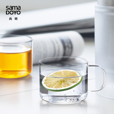 耐热玻璃花茶杯 尚明CP02带把茶杯 透明玻璃杯子手工吹制玻璃水杯
