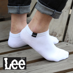lee袜子男袜短筒全棉布标船袜低腰浅口盒装袜子淘宝薄款白色袜子