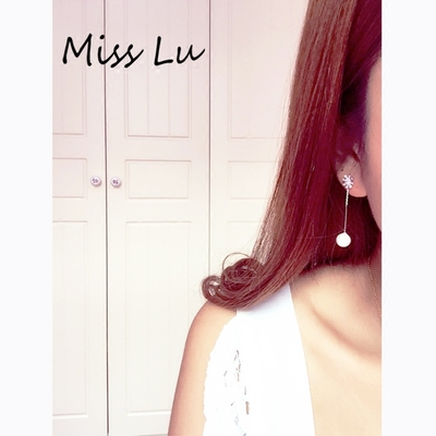Miss Lu韩国气质小雏菊微镶钻珍珠银针耳钉耳坠