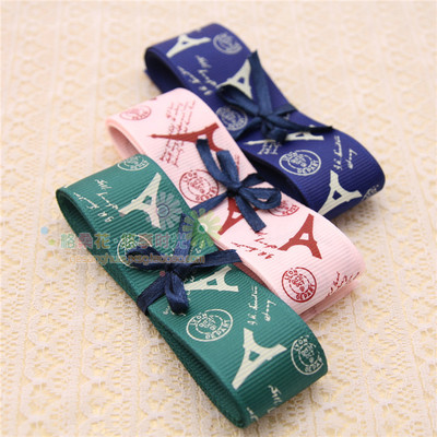 圣诞节装饰品唯美埃菲尔铁塔织带丝带绸缎礼物结蝴蝶结礼品包装带