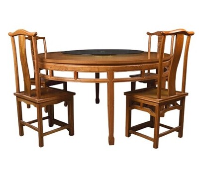 酒店仿古餐桌木腿圆桌转盘餐桌茶青餐桌明清餐桌六角桌八角桌实木