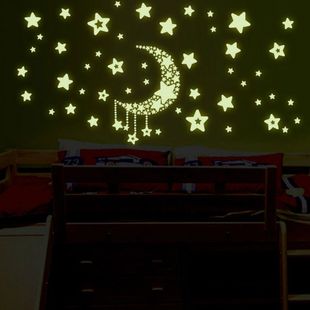 星星墙纸卧室宿舍创意壁纸贴画儿童房永久夜光贴纸荧光贴墙贴壁画