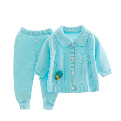 儿童毛衣套装男女童宝宝秋冬装毛线衣纯棉婴幼儿针织衫开衫两件套