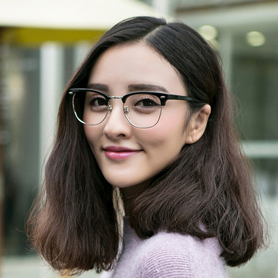 韩版时尚tr90超轻金属半框配平视眼镜架复古潮男女学生近视眼镜框