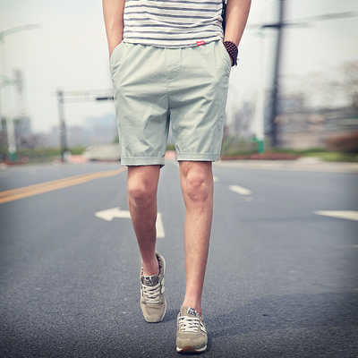 2016夏季新款韩版修身男休闲五分水洗纯色直筒沙滩短裤潮