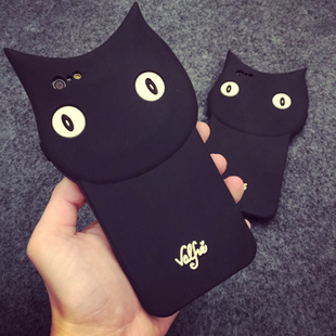 刘亦菲同款黑猫咪iPhone6S硅胶手机壳苹果6plus保护套卡通5S潮女