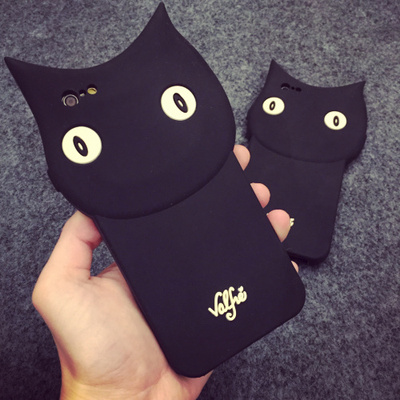 刘亦菲同款黑猫咪iPhone6S硅胶手机壳苹果6plus保护套卡通5S潮女