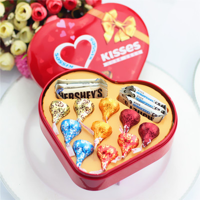成品含糖 婚礼铁盒心形好时16/18粒马口铁喜糖盒KISSES巧克力糖盒