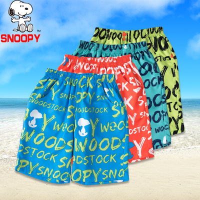 snoopy正品新款儿童沙滩裤透气速干男童短裤宽松女童五分裤薄款