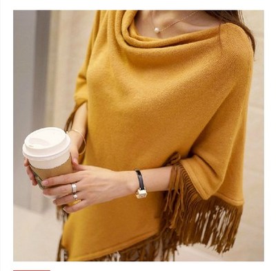 秋装2016新款韩版不规则宽松流苏套头毛衣女装针织衫外套孕妇