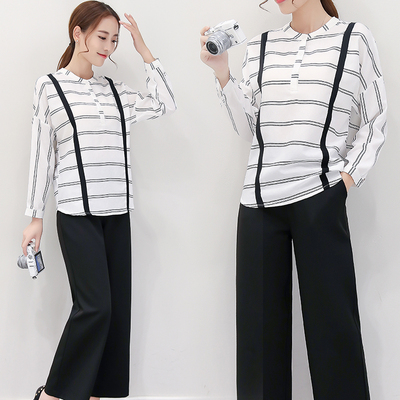 女简约时尚套装2016秋季新款韩版长袖恤+裤子修身显瘦两件套