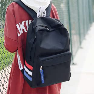 尼龙双肩包女日韩版学生书包学院风大容量女背包简约帆布旅行包潮