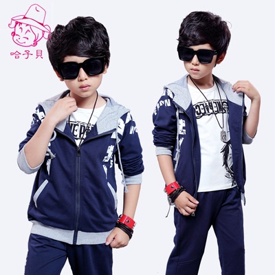 男童长袖套装2015新款秋儿童装运动两件套儿童男孩韩版衣服8-16岁