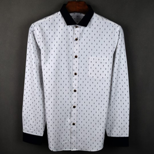 2015春季新款男士长袖衬衫韩版修身拼接撞色小八字领青年时尚衬衫