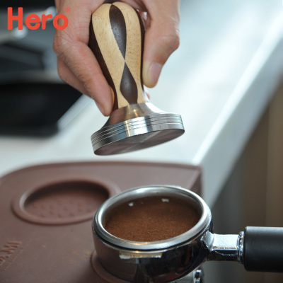 Hero不锈钢压粉器 新款木质手柄咖啡压粉锤 58mm咖啡机专用填压器