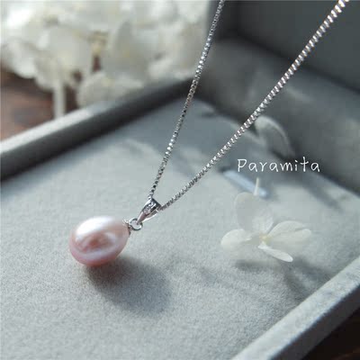 【Paramita】眼泪 水滴形9-10mm纯天然淡水珍珠吊坠项链 s925银链