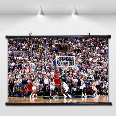 NBA公牛队飞人98年乔丹关键最后一投复古艺术有框装饰画海报挂画