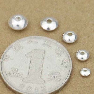 批发零利润4mm至7mm纯银散珠光身扁珠 飞碟珠 佛珠计数计 DIY配件
