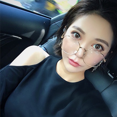 2016新款韩版圆脸大框方形金银色复古文艺范眼镜女可配度数眼镜框