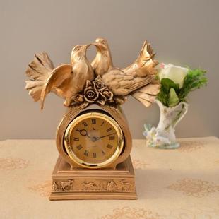 情侣鸽工艺座钟台钟石英钟 欧式复古家居客厅 创意钟表时尚摆件