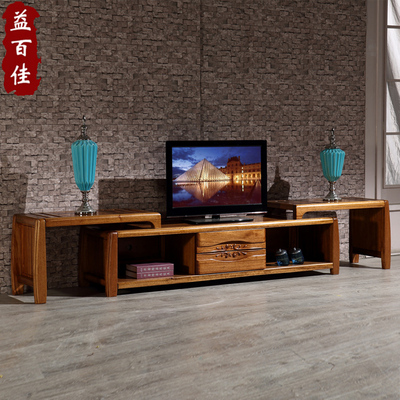 益百佳 金丝木电视柜3.2米金丝檀木 全实木可伸缩电视柜 中式地柜