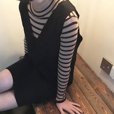 2017春装新针织裙套装马甲裙背心裙修身中长款两件套包臀韩版女装