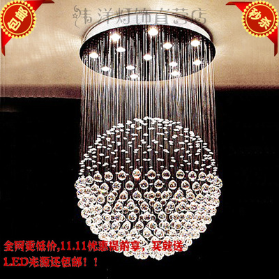 K9水晶圆球吊灯圆形客厅餐厅卧室水晶灯球形吊线吧台灯别墅楼梯灯