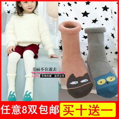 韩国新款冬季加厚毛巾袜 儿童袜婴儿宝宝防滑袜子卡通松口毛圈袜