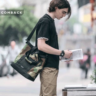 COMBACK时尚迷彩印花单肩包实用商务斜跨包 休闲男士电脑手拎包潮