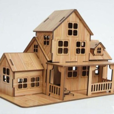 木制建筑房子别墅 3d成人木质智力拼板儿童益智玩具立体模型拼图