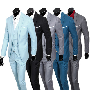 2015正装男商务西装时尚服装主持人结婚礼服修身西服男士三件套装